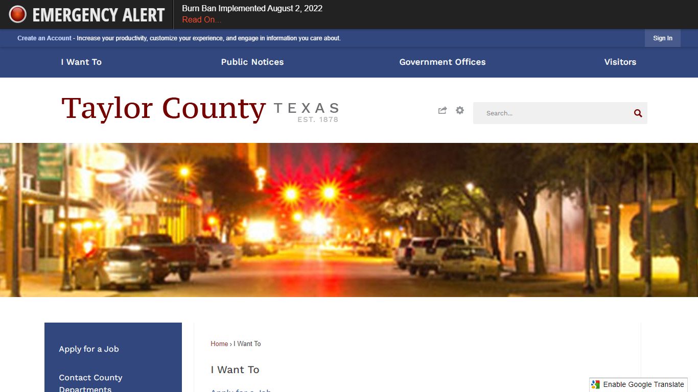 I Want To | Taylor County, TX - Official Website